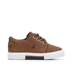 Nautica Brown and White Sneakers with Canvas Upper and White Laces